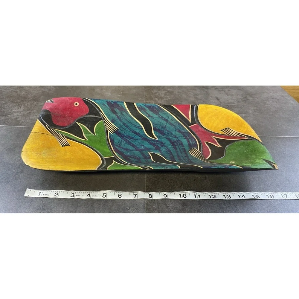 Tropical Fish Hand Painted Wooden Serving Bowl